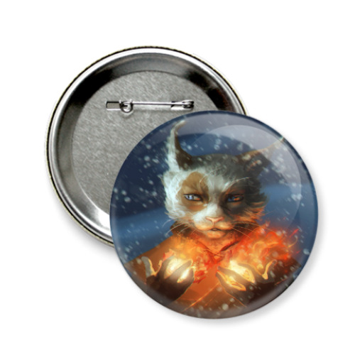 Значок 58мм с принтом Skyrim. Каджит