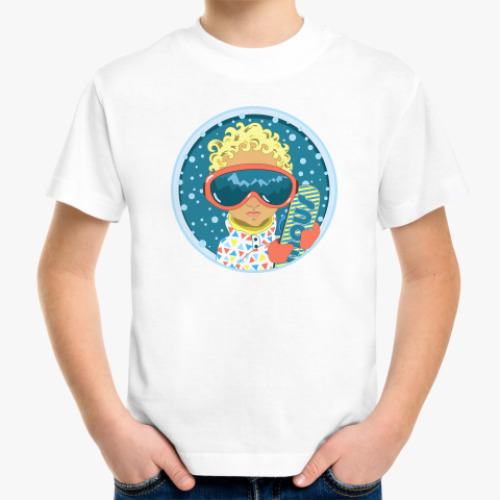 Детская футболка с принтом Сноубордист