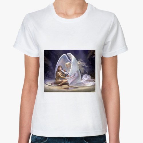 Классическая футболка с принтом Женская футболка, белая