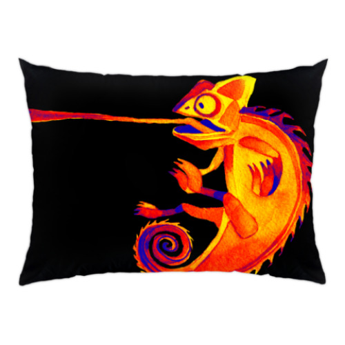 Подушка с принтом Хамелеон Огненный