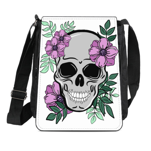 Сумка-планшет Череп с цветами