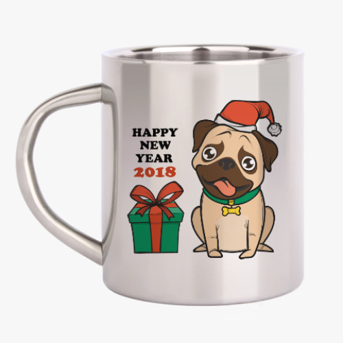 Кружка металлическая С Новым годом собаки 2018