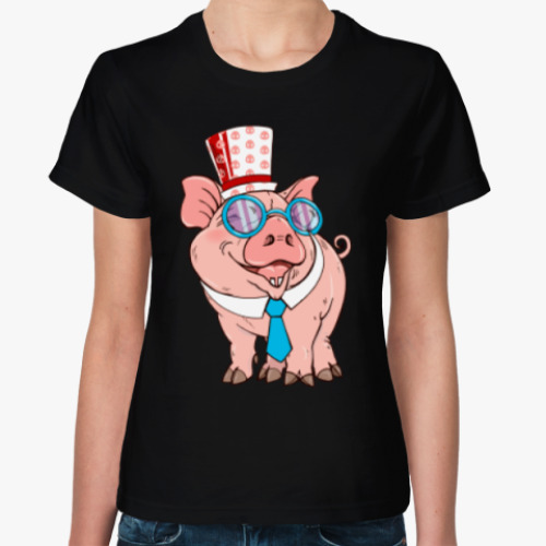 Женская футболка Свинка нас любит