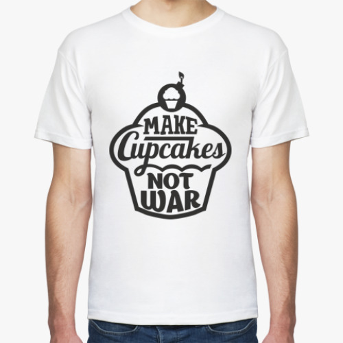 Футболка с принтом Make cupcakes not war