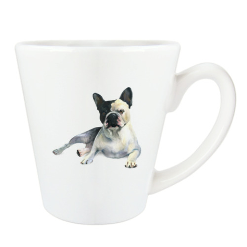 Чашка Латте с принтом Французский бульдог