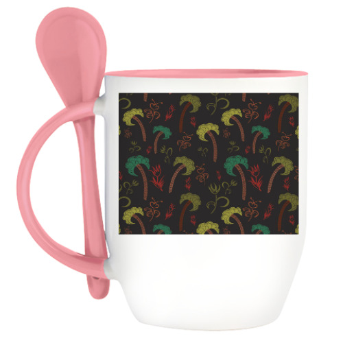 Кружка с ложкой с принтом Пальмы