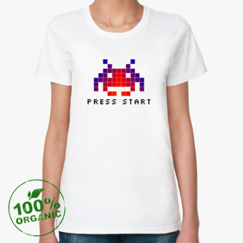 Женская футболка из органик-хлопка Space invader (8bit)