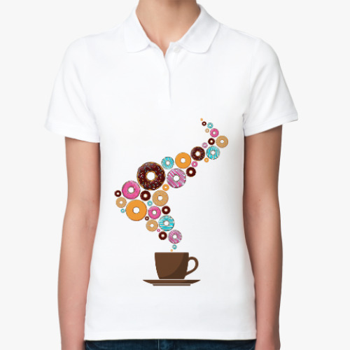 Женская рубашка поло Кофе с пончиками