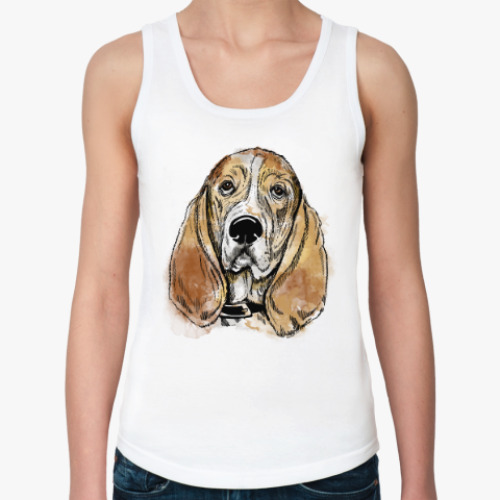 Женская майка с принтом Собака - Бассет хаунд