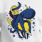 Морское чудовище осьминог обвивший якорь под водой