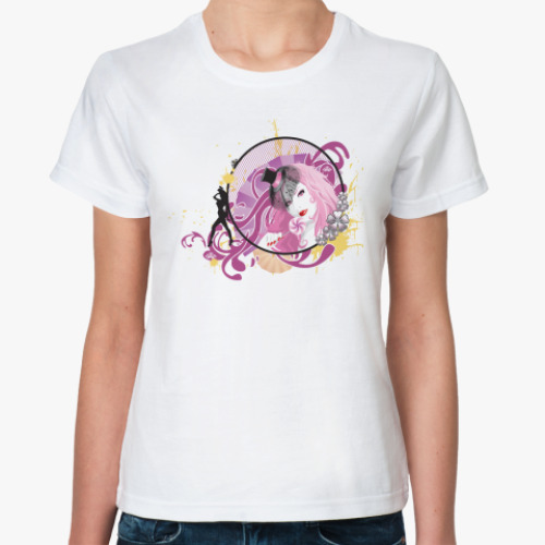 Классическая футболка с принтом девушка