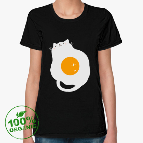 Женская футболка из органик-хлопка Кот-яичница