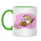 Двухцветная кружка Кот с клубочком