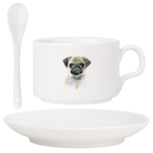 Кофейный набор с принтом Мопс