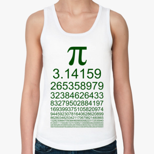 Женская майка с принтом 440 знаков числа Пи