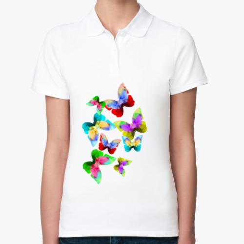 Женская рубашка поло (печать) Бабочки в животе