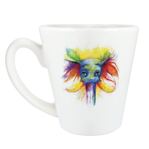 Чашка Латте с принтом Красочный слон