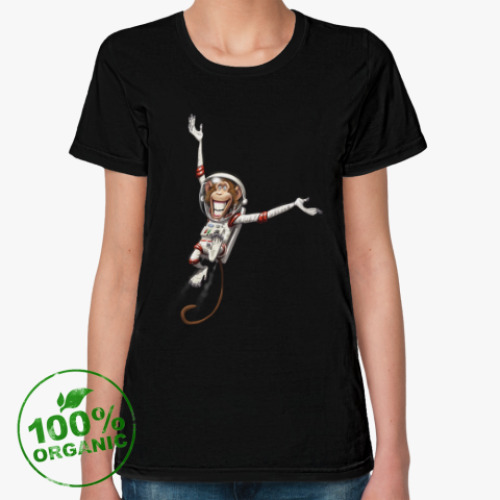 Женская футболка из органик-хлопка Обезьянка Космонавт