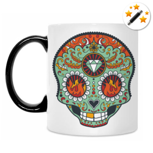 Кружка-хамелеон с принтом Череп