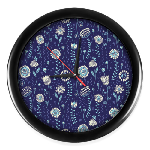 Настенные часы Синие цветы