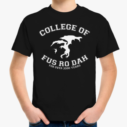 Детская футболка Collese of Fus Ro Dah . Skyrim
