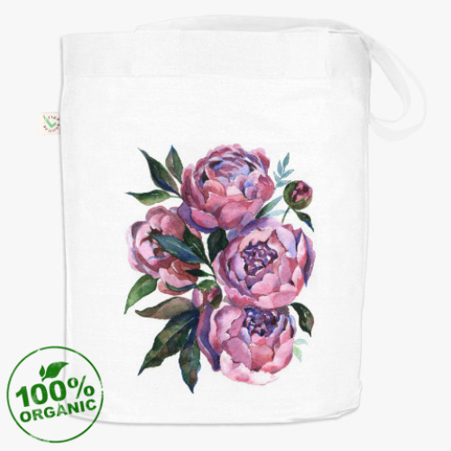 Сумка шоппер с принтом Пионы