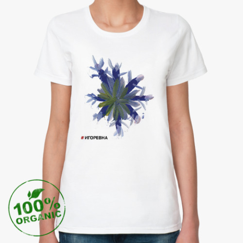 Женская футболка из органик-хлопка Снежинка Блю-Йелоу органическая