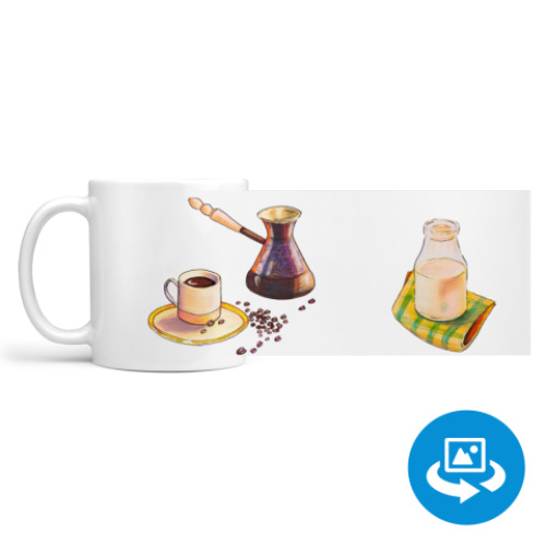 Кружка (круговая запечатка) с принтом Кофе