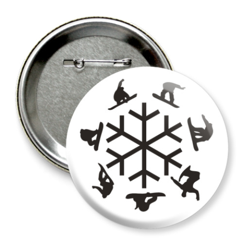 Значок 75мм с принтом snowboard