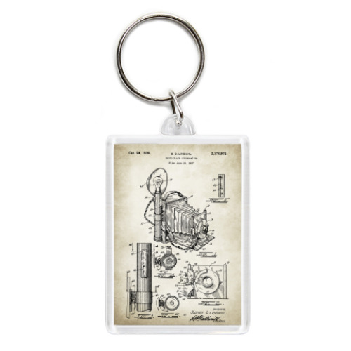 Брелок с принтом Патент винтажной фотокамеры