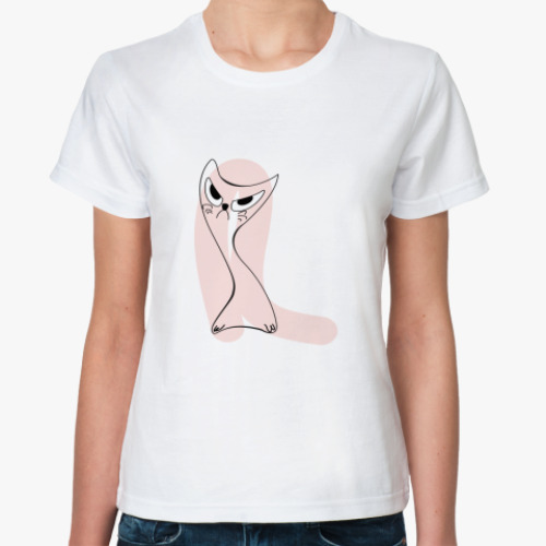 Классическая футболка с принтом  Кошка