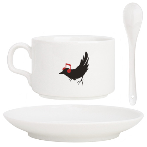 Кофейный набор с принтом 'bird'