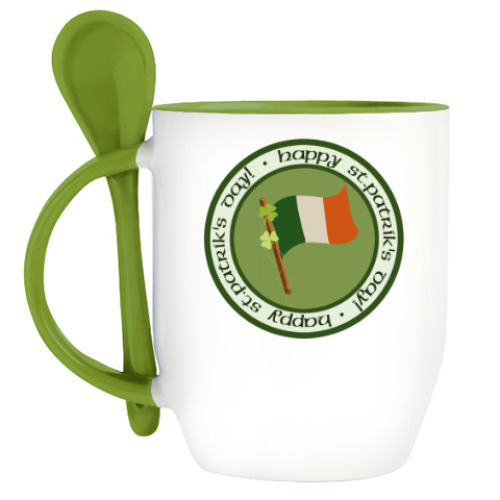 Кружка с ложкой Флаг Ирландии