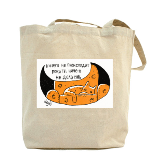 Сумка шоппер с принтом ничего не происходит / миникомиксы