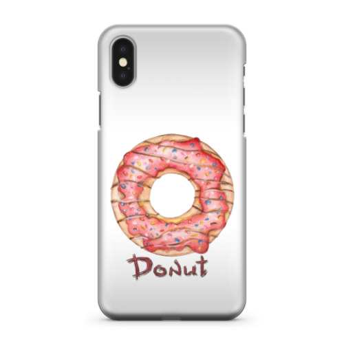 Чехол для iPhone X сладкая иллюстрация с пончиком