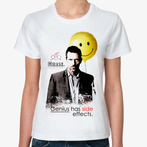 Классическая футболка с принтом Хаус и шарик