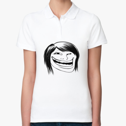 Женская рубашка поло (печать) с принтом Trollface