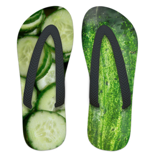 Шлепанцы (сланцы) с принтом Огурцы