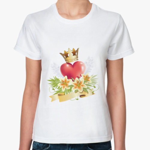 Классическая футболка с принтом  'Королева'