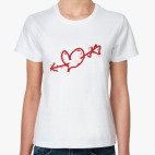 Классическая женская футболка Раненое сердце