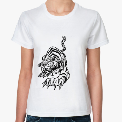 Классическая футболка с принтом тигр