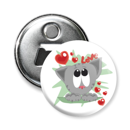 Магнит-открывашка с принтом I love cats