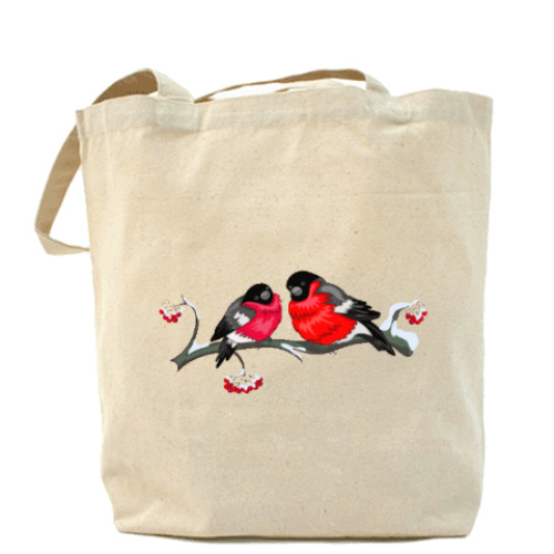 Сумка шоппер с принтом Два снегиря