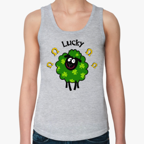 Женская майка с принтом Овечка Lucky