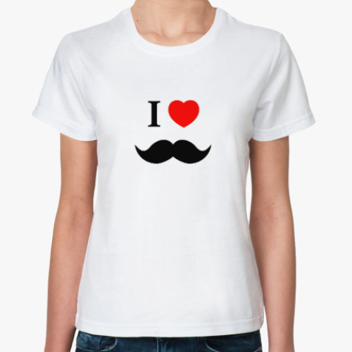 Классическая футболка I love moustache