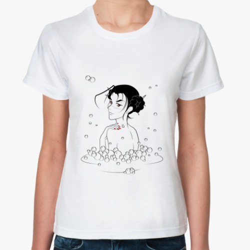 Классическая футболка с принтом 'Купание'