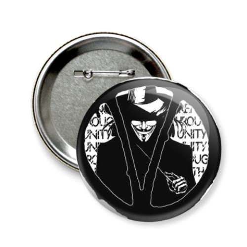 Значок 58мм вендетта, анонимус, Гай Фокс