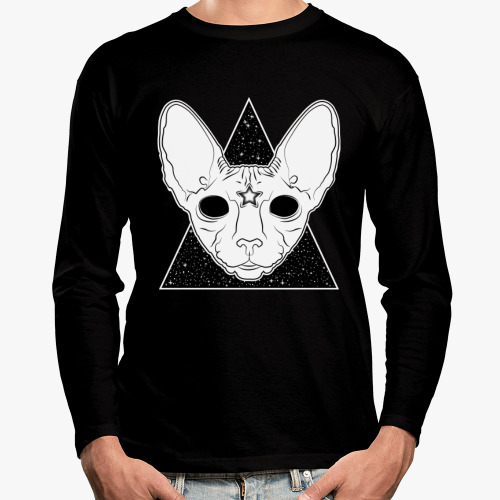 Лонгслив с принтом Кот сфинкс познавший Вселенную