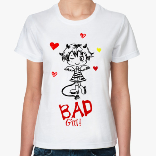 Классическая футболка с принтом Bad girl