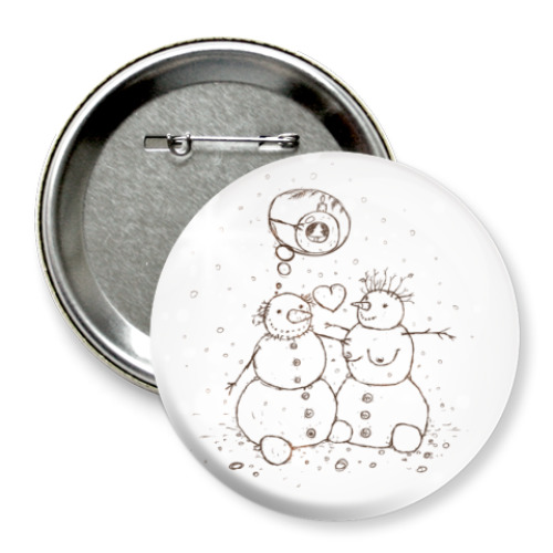 Значок 75мм   Снеговик